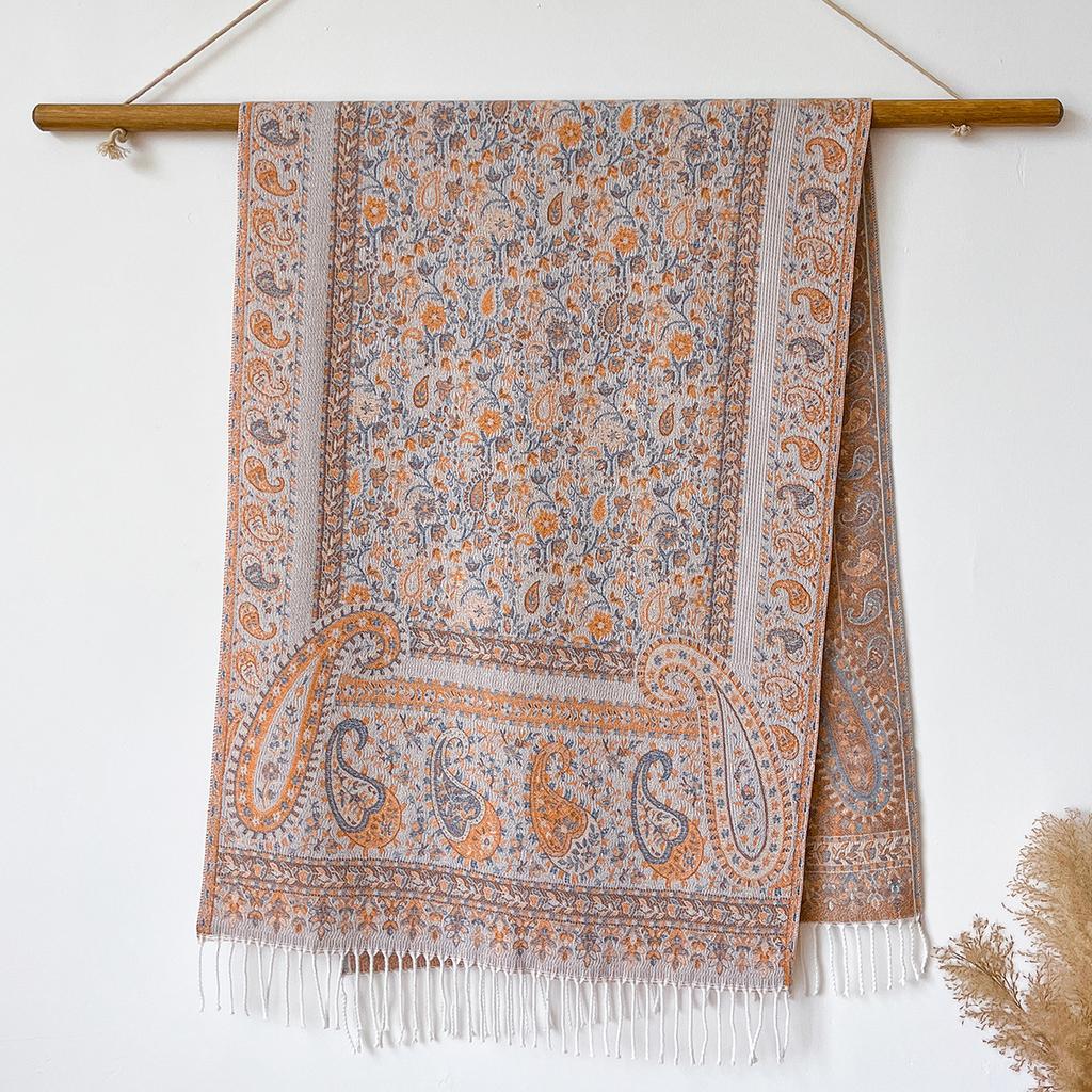 Ethnic Style Jacquard Cashew Flower Travel Scarf Women's Jacquard Fringed Scarf Thickened Extra Long Cape Shawl