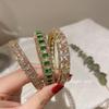 Exquisite Rhinestone Geometric Open Bangle: Luxurious, Fashionable Bracelet for Women