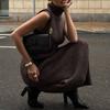 Autumn and Winter New Turtleneck Slim Fit Inside Long Skirt Cardigan Robe Jacket Sweater Set Women