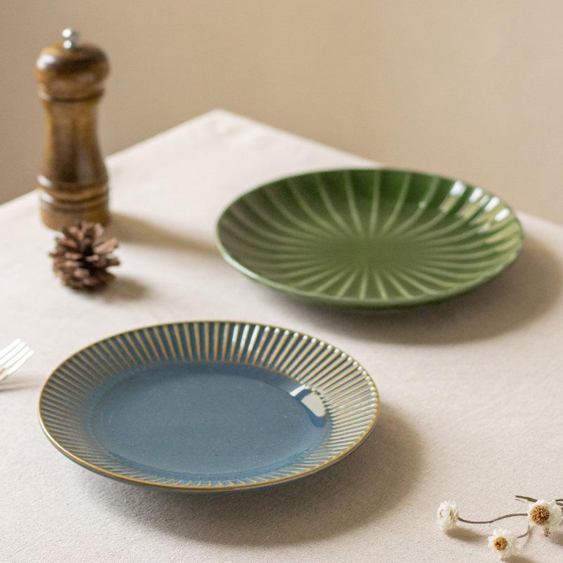 A Large Collection Of Japanese-Style Retro Ceramic Plates, High-Value Round Dishes, Nordic Style Household Pasta Plates, Tableware