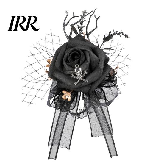 Realistic Floral Wrist Corsage Gothic Flower for Halloween Party, Black Wedding Corsage, Romantic Party Accessory Day of The Dead Prom, Bride, Groom,