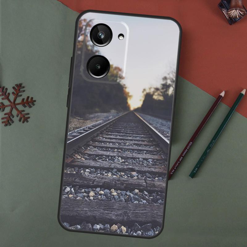 Train Rail Sunlight Case For Realme C61 C53 C55 C33 C63 C51 C65 C67 C71 C75 11 12 13 14 15 Pro Plus GT6 GT7 Pro