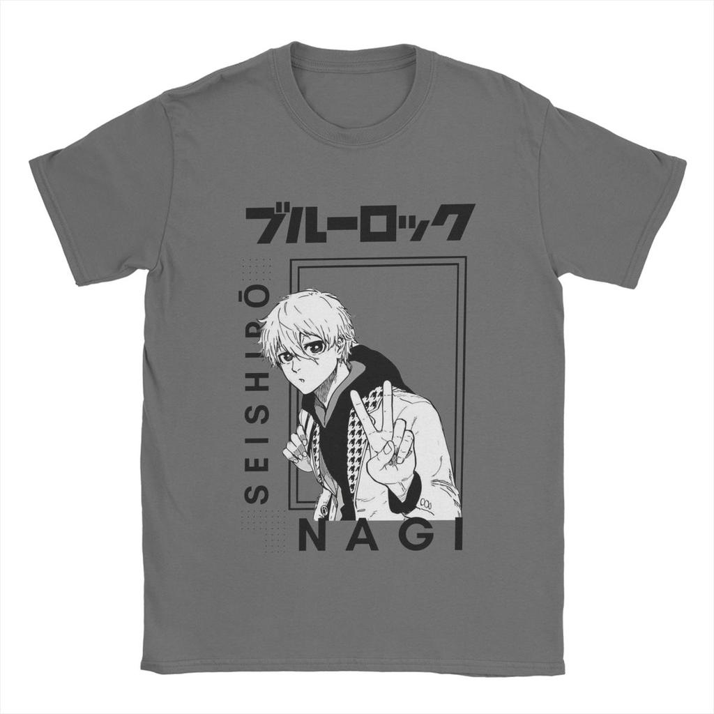Novelty Nagi Seishiro Blue Lock T-Shirts for Men Round Collar Pure Cotton T Shirts Short Sleeve Tee Shirt Unique Tops