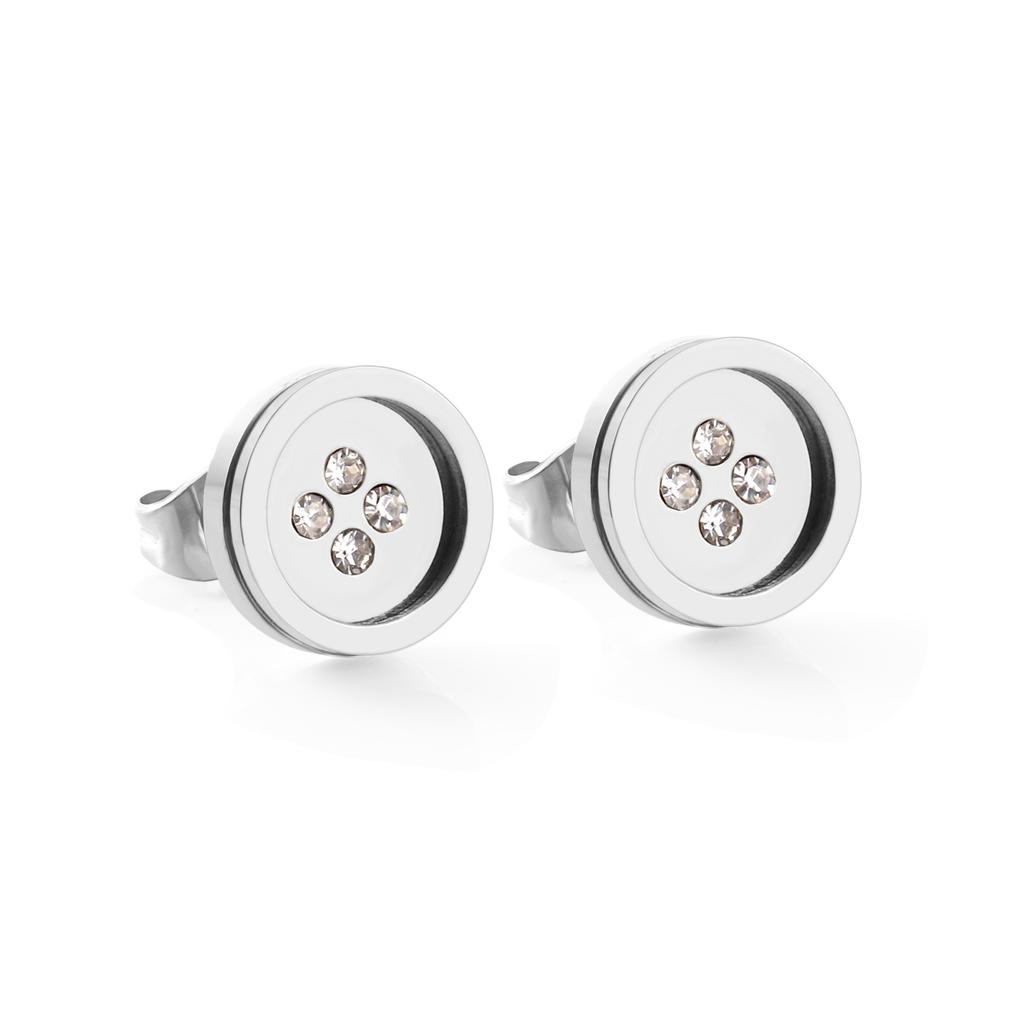 Damen Accessoires Edelstahl Rund Zirkonia Anti-Allergie Stecker Ohrringe Goldfarbe Ohrring Schmuck