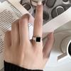 Retro Geometrischer Schwarzer Offener Ring mit Römischen Ziffern - 925 Silber Damen Mehrschichtiger Hip Hop Zeigefingerring