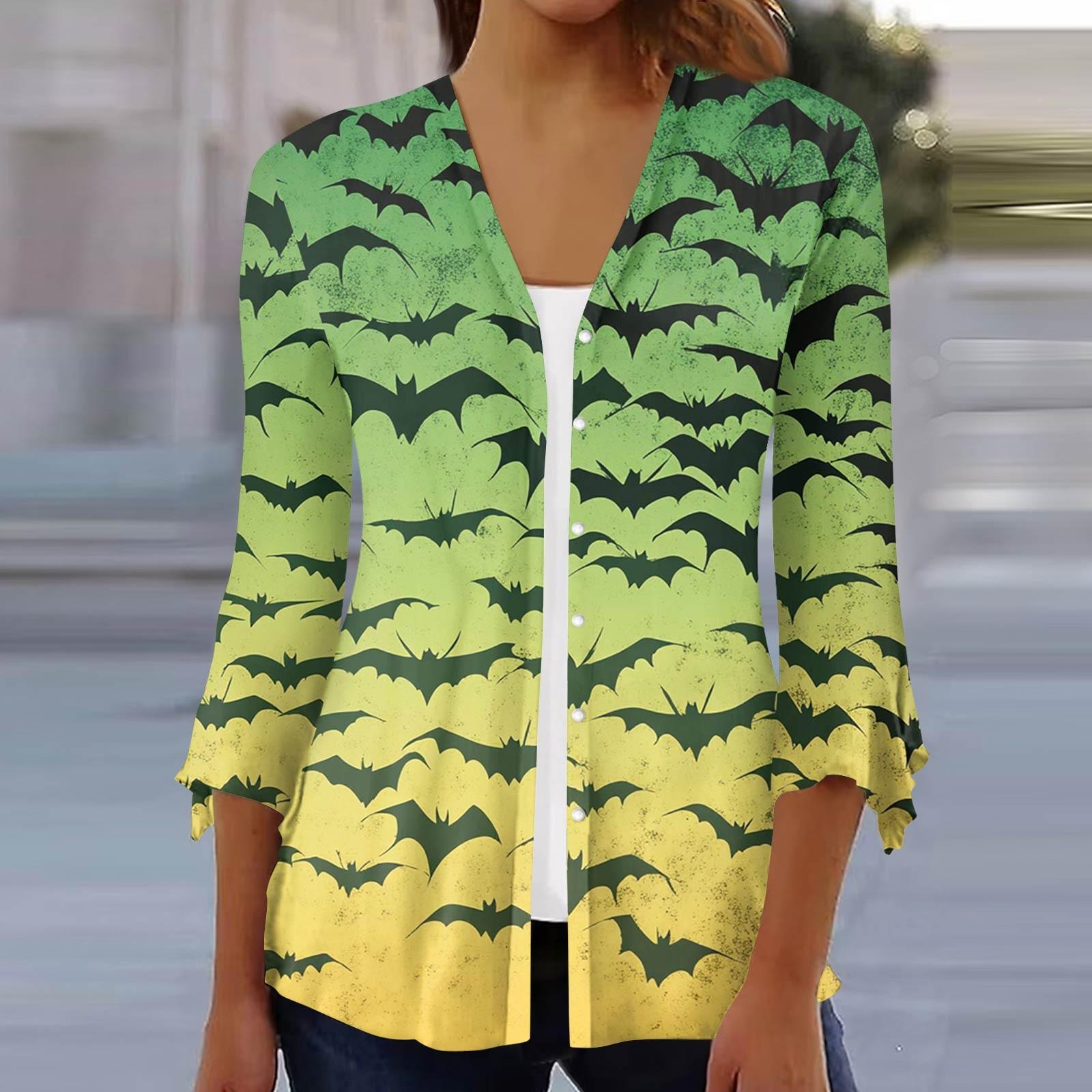 

Женский свободный повседневный кардиган-топ с принтом и рукавами семь восьмых на пуговицах XXL