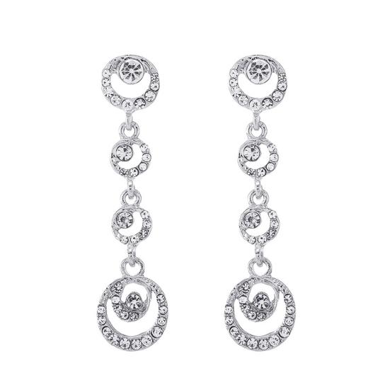 Stud Earrings Circle Dangle Dazzling Rhinestone Women Long Drop Ear Studs Jewelry for Wedding