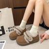 Gu Yunshu 2025 autumn and winter new cute round head small potato single shoes with velvet warm lamb wool small leather shoes women