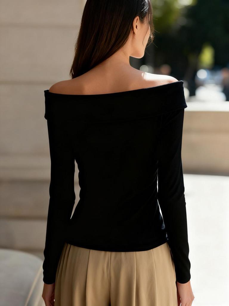 Autumn Elegant One-shoulder Long-sleeved Women's Shirt