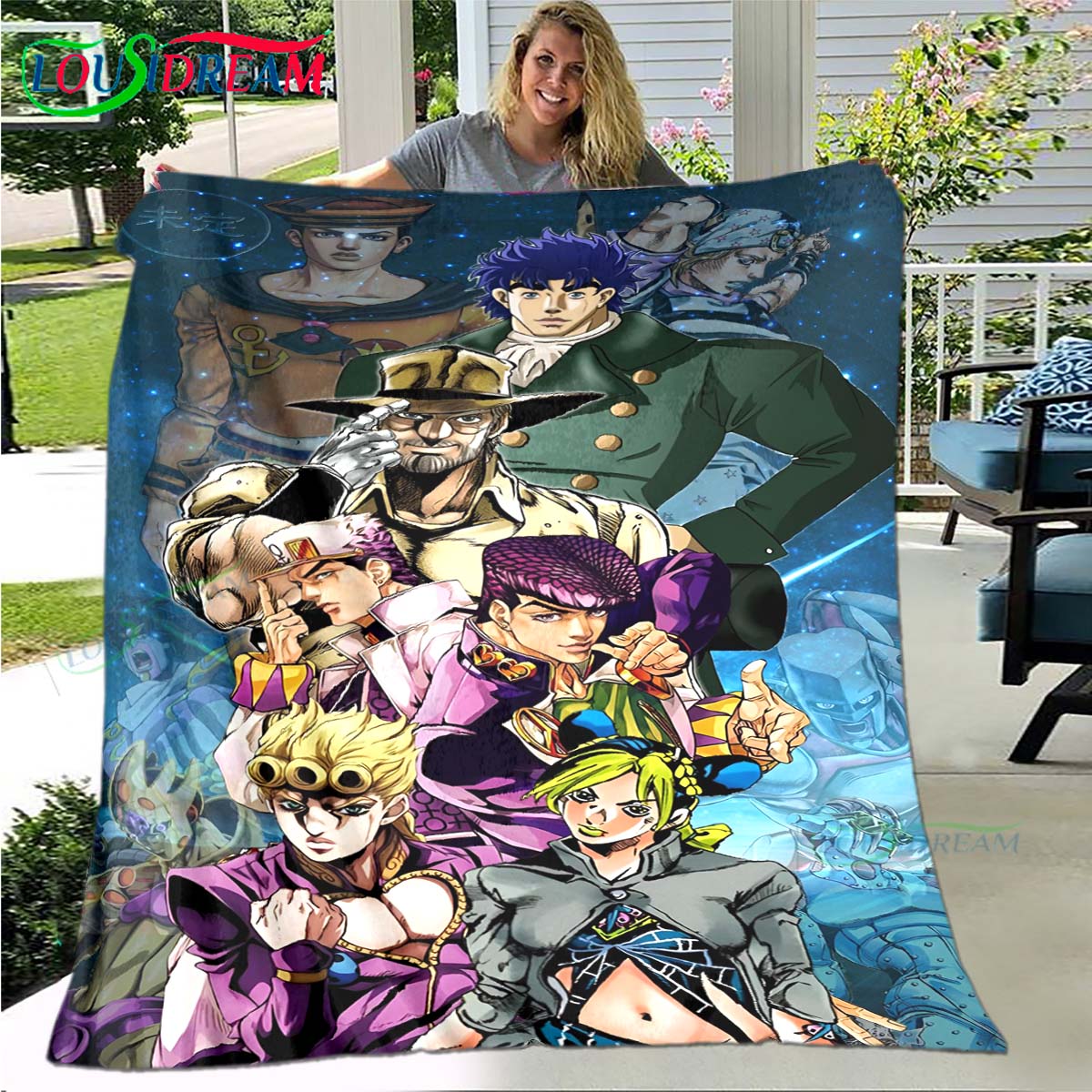 

Cartoon J-JoJo’s Bizarre Adventure Blanket,Flannel Throw Blanket for Bed Sofa Picnic Office Hiking Leisure Nap Birthday Gift 30x40in