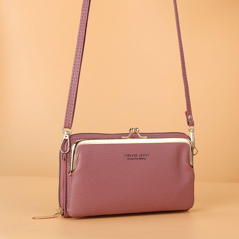 Mobile Phone Bag Female Litchi Grain Messenger Bag Student Versatile Dual-purpose Purse Fashion Makeup Bag Mini Bag