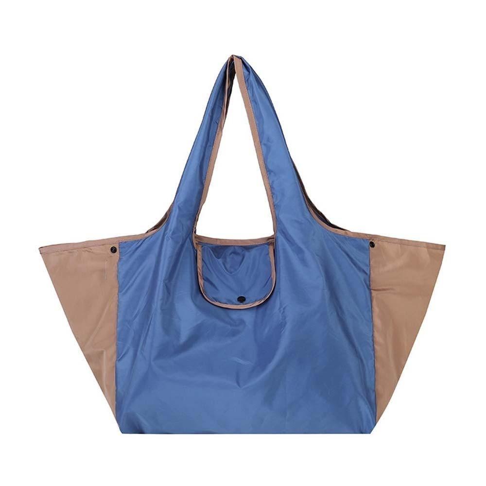 

Large Capacity Foldable Shopping Pouch Multi-functional Contrast Color Shoulder Bag Supermarket синий