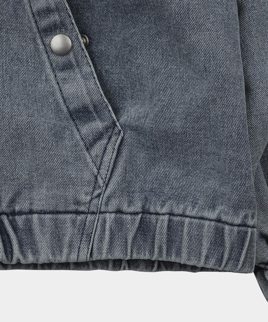 LETTERCOMO Washed Denim Zip-Up Hoodie Urban Blue