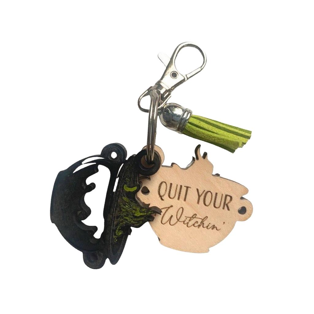 Halloween Wooden Keychain Pumpkin Haunted House Skeleton Keychain Bag Ornament