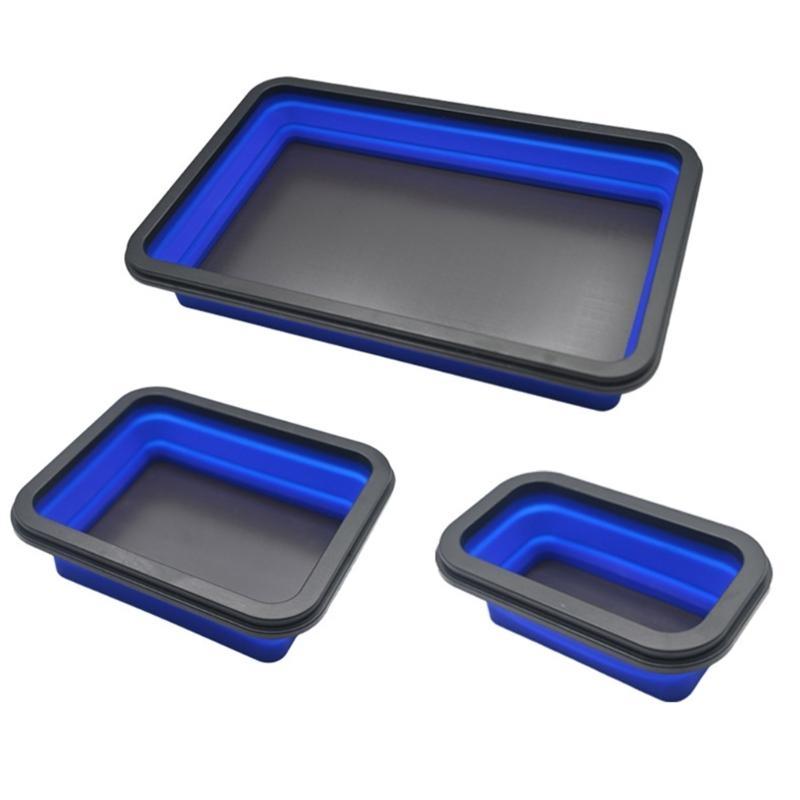 Heat Resistant Silicone Trays Storage Box Folding Rectangular Screw Holder for Small Part Mechanics Enthusiasts