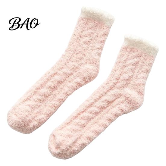Breathable Heat Retaining Socks Thickened Plush for Women, Soft Coral Fleece Slipper with Extra Thick Velvet Towel Bottom Cushioning, Thermal