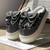 Winter New Bow Cotton Slippers Fashionable Plaid Velvet Warm Thick-soled Heightening Shoes Non-slip Cotton Shoes