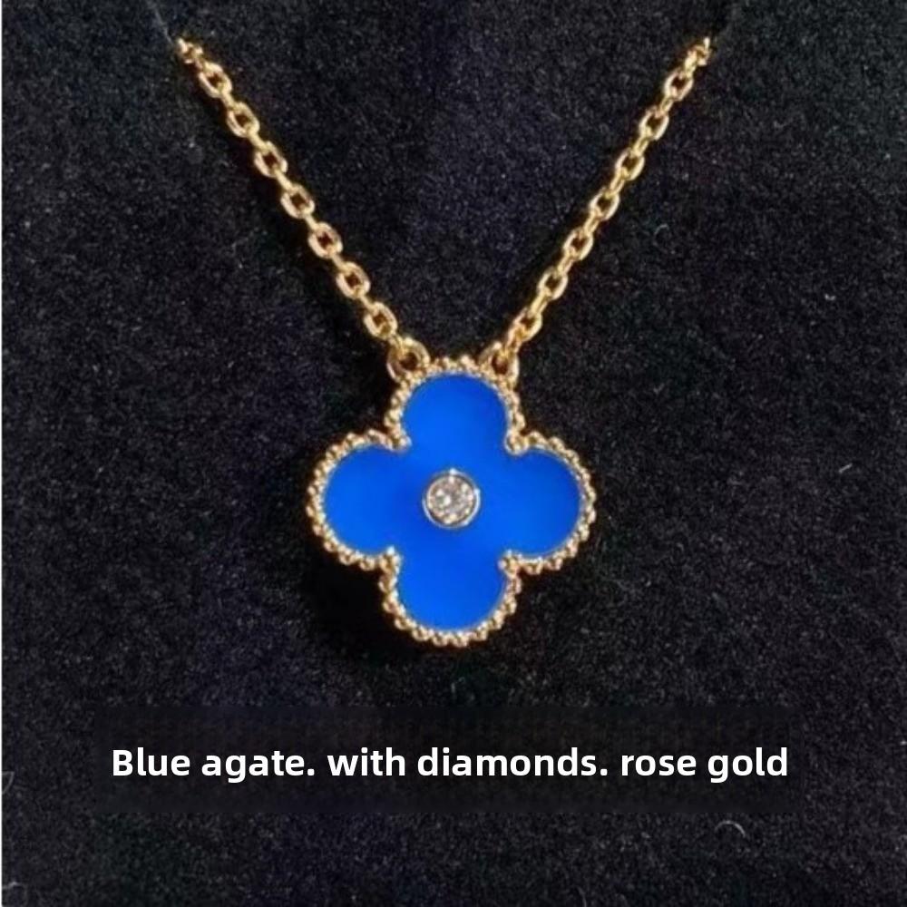 Kvinners Firkløver Halskjede Enkelt Blomst Hvit Perlemor Rød Agat Anheng Kragebenskjede