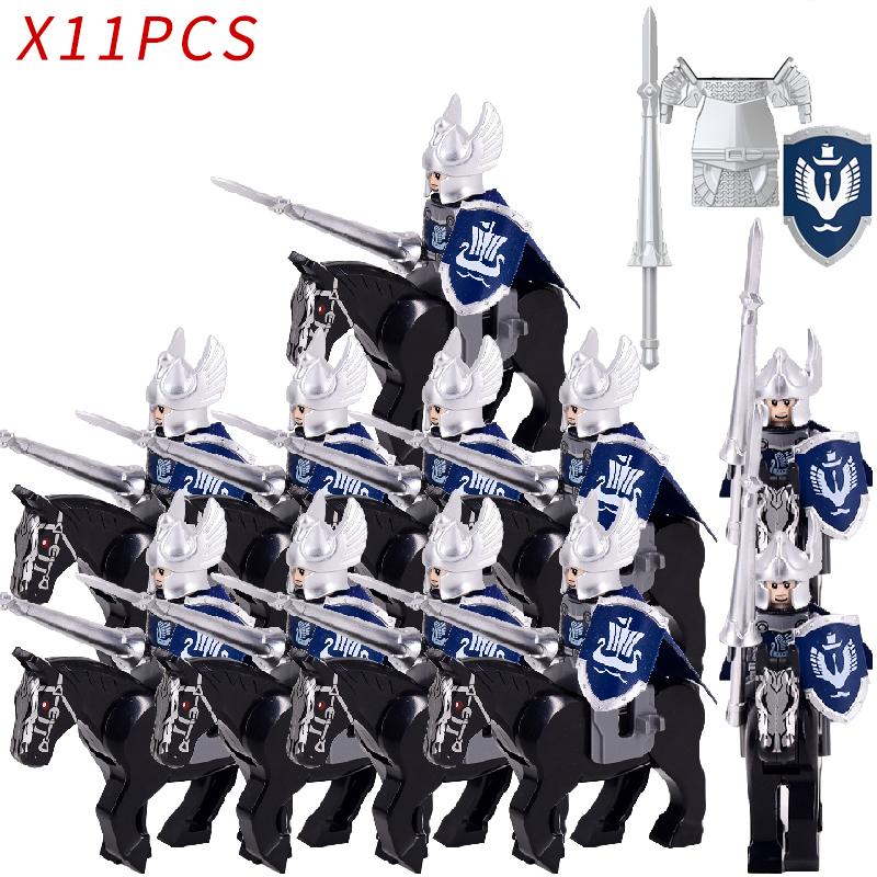 MOC LOTR Soldier Orcs Army Figures Armor Guard Warrior Archer Medieval Dol Amroth Knights Building Blocks Bricks Toys Gifts