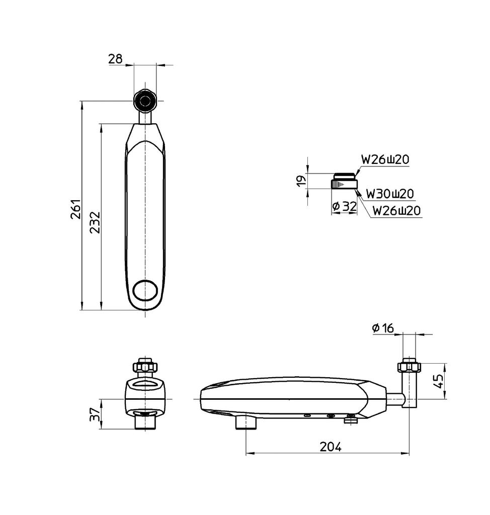 Sanei Automatic Faucet Pipe EA100-60X-16