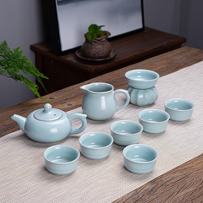 The whole set of Kung Fu Ge Kiln Ru Kiln tea set, household, portable tea set, company Mid-Autumn Festival event gifts