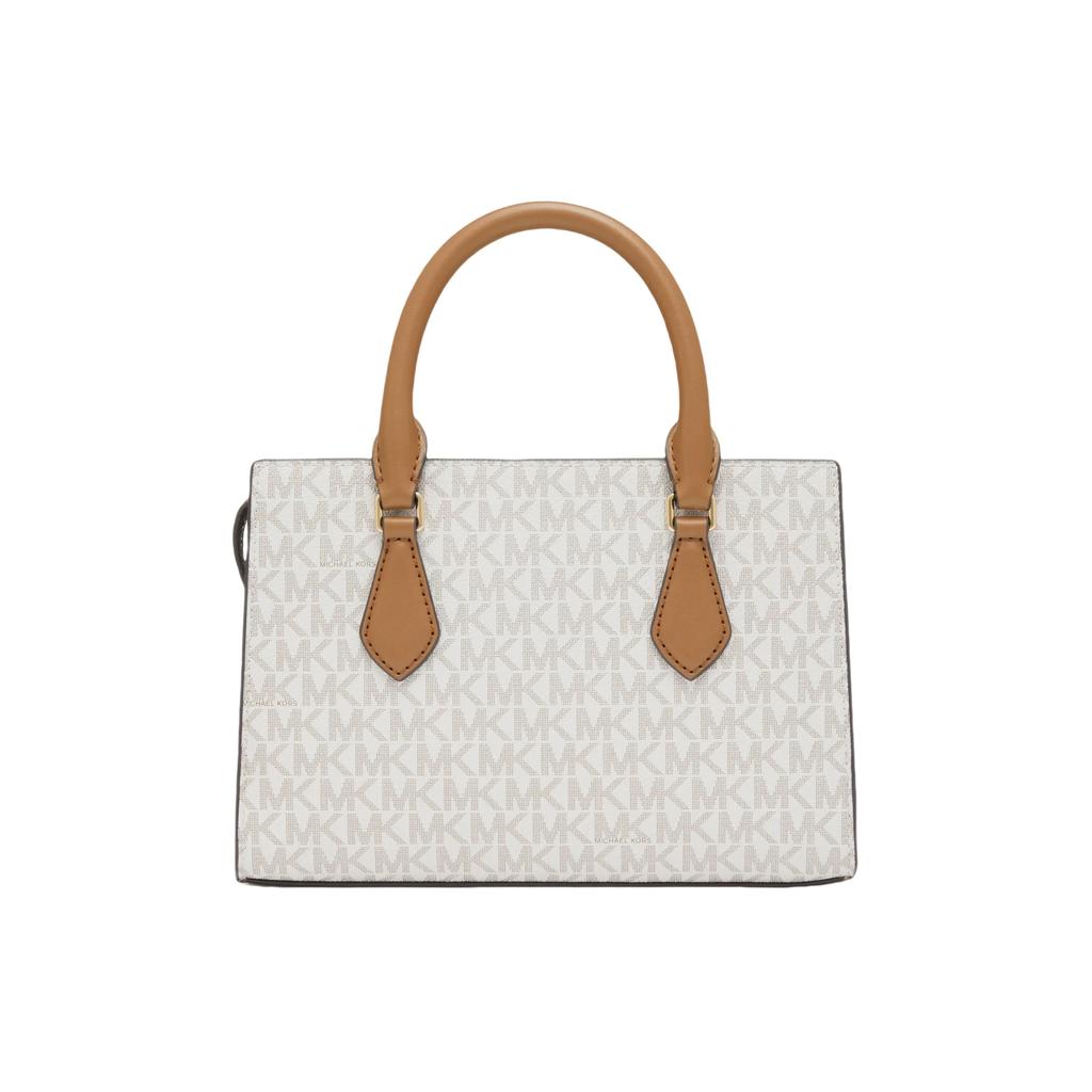 Michael Kors MK Borsa Tote con Ciondolo Logo Sheila Donna Tote Bianco Vaniglia Marrone Ghianda 35S3G6HS5B-150