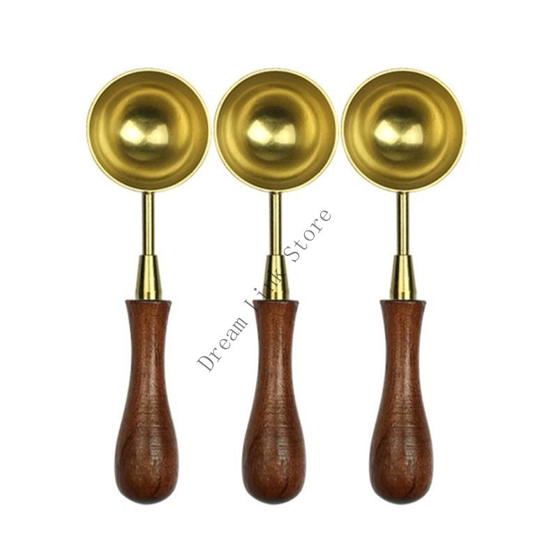 Q1FD 3 Pcs Metal Sealing Spoon Wax Seal Spoon Wax Sealing Stamp Melting Spoon
