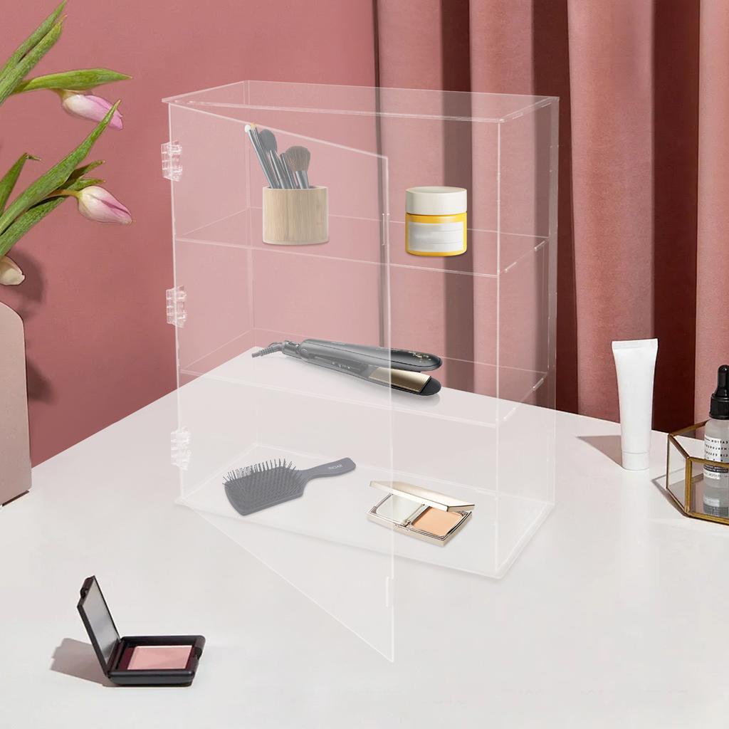 3-Tier Acrylic Display Case, Modern Rectangle Showcase Shelf, Freestanding Tiered Organizer for Collectibles - 12cm Tier Height