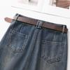 Saia Midi Jeans A-Line Retrô Chique - Cintura Alta, Slim Fit, Confortável e Estilosa, Estilo Coreano Primavera 2026