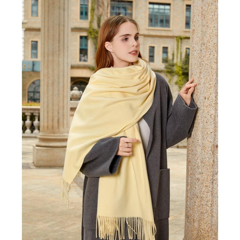 Wool Scarf Winter Couple Cashmere Scarf Women's High End Versatile Solid Color Scarf