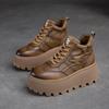 Damen Retro High-Top Schuhe mit Fleecefutter, dicker Sohle und Schnürung