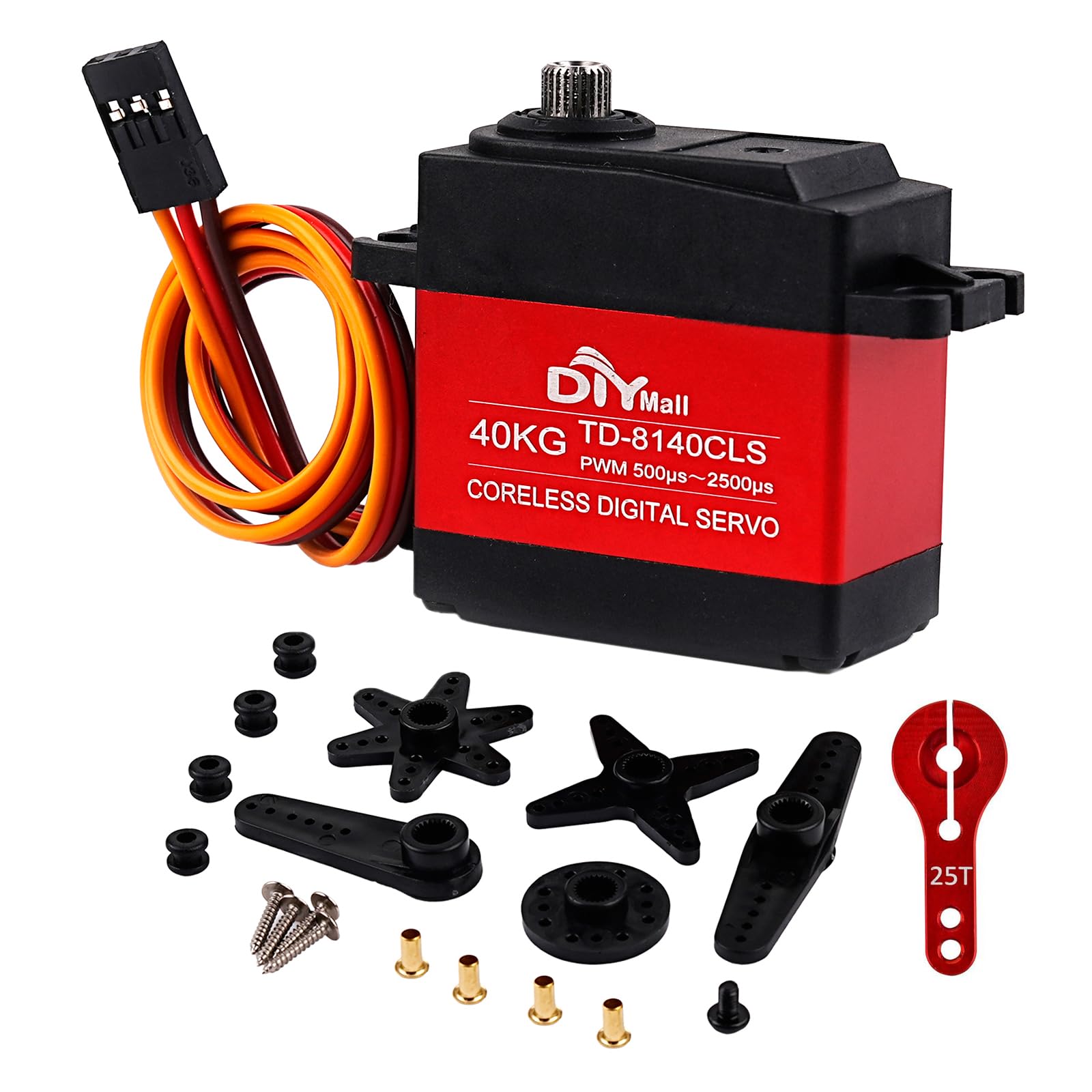 

DIYmall 40KG Цифровий Сервопривід Високовольтний Високий Крутний Момент Безколекторний Двигун Металеві Шестерні Сервопривід Неперервного Обертання на 360 Градусів для Автомобіля Робота Вертольота
