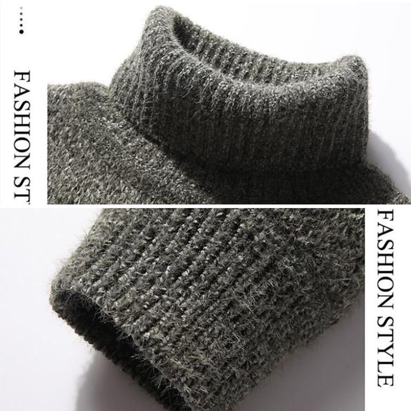 Podzimní a zimní rolákový svetr Plus sametové silné spodní tričko Čistá barva Trendy značkový svetr Volný kardigan Pánský pulovr