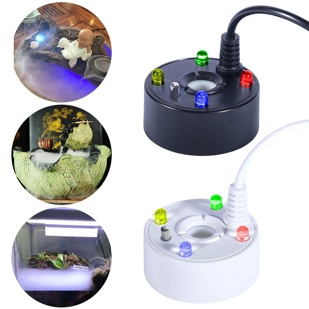 USB Mist Maker With 4 LED Colorful Lights Fogger Atomizer for Halloween Party Decorations for Fish Tanks Rockery Decoration