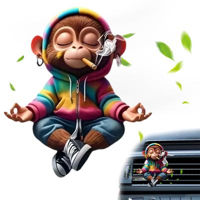 Car Air Freshener Clips Cute Monkey Acrylic Car Vent Clip with Fragrance Sponge 2D Air Conditioner Clip Decor for Dashboard Novelty Gift