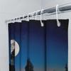 Captivating Wolf Howling At Moon Shower Curtain Forest Night Sky Blue Orange Gradient Waterproof For Bathroom Decor Easy-Clean