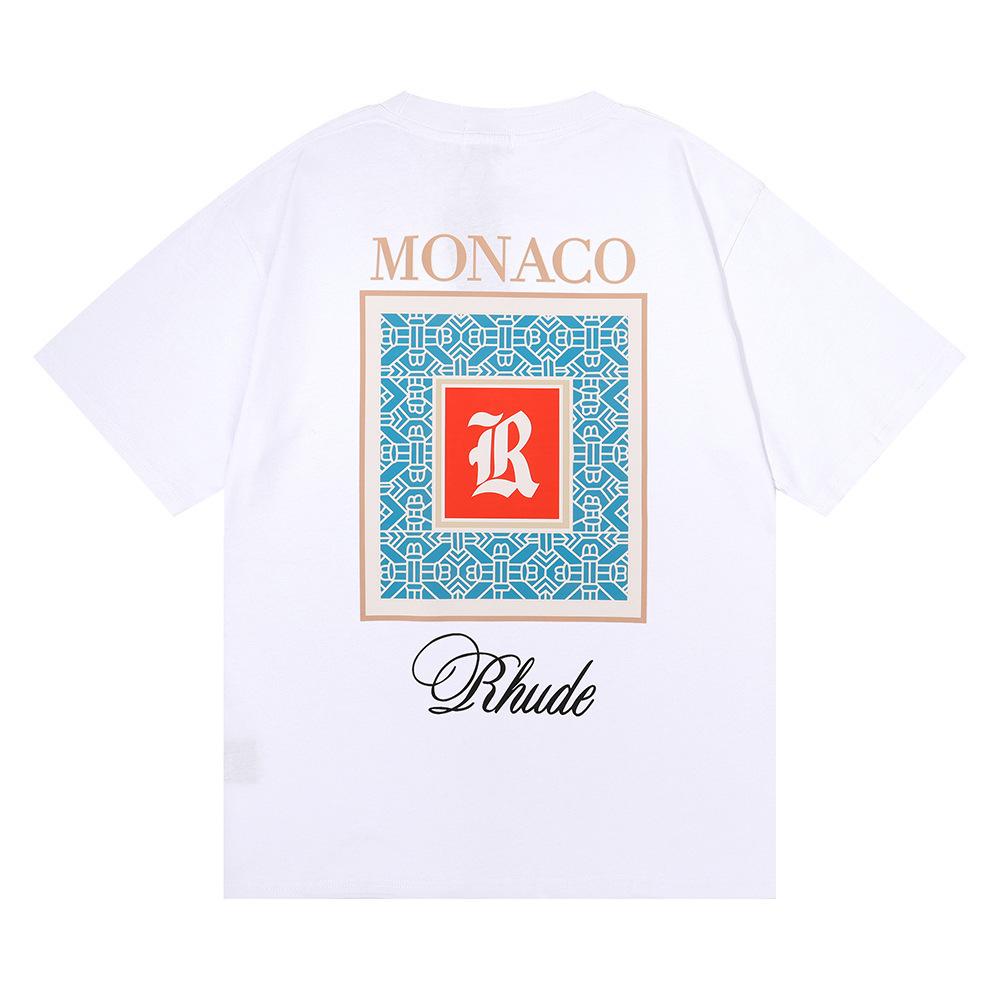 Grenzüberschreitende europäische und amerikanische Trendmarke RHUDE Marokko Mikro-Label gedrucktes kurzärmeliges T-Shirt für Männer und Frauen Paare High Street locker