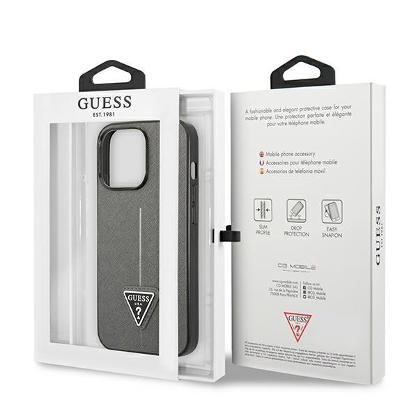 Guess Guhcp14Lpsatlg Iphone 14 Pro 6,1 Srebrny/Silver Hardcase Saffianotriangle Logo