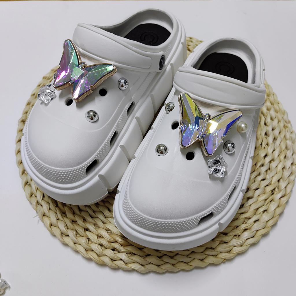 Neue Passform Lochschuhdekoration DIY Symphonie Schmetterling Sonne Perlen Set Schuhschnallen Zubehör Schuhblume