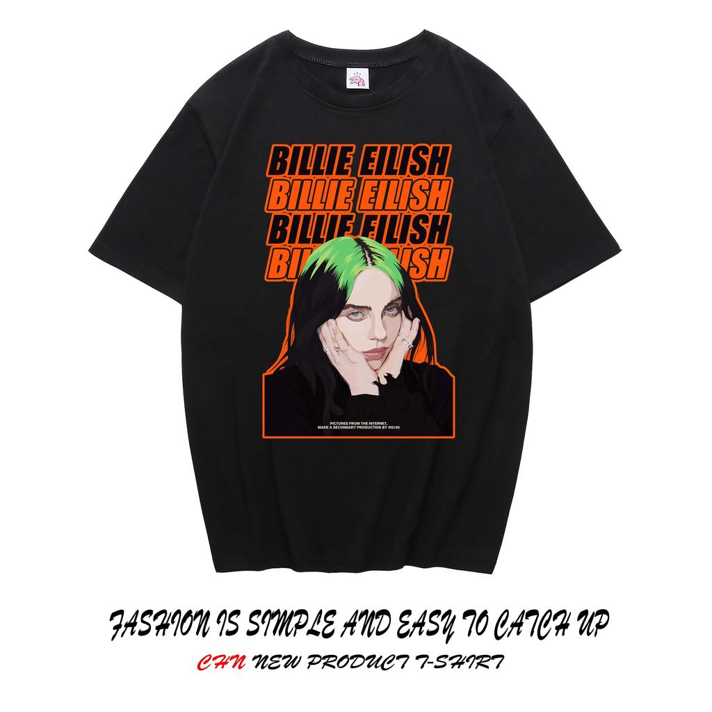 Billie Eilish Çevre Birimleri Grafik Baskılı Kısa Kollu Gömlek Erkek Kadın Bol Günlük Üstler Oversize Pamuklu Sokak Giyimi Y2K Tarzı Tişört