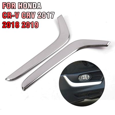 2Pcs Chrome Front Fog Light Cover Molding Trim Auto Chromium For Honda CR-V CRV 2017 2018 2019 Styling Stickers