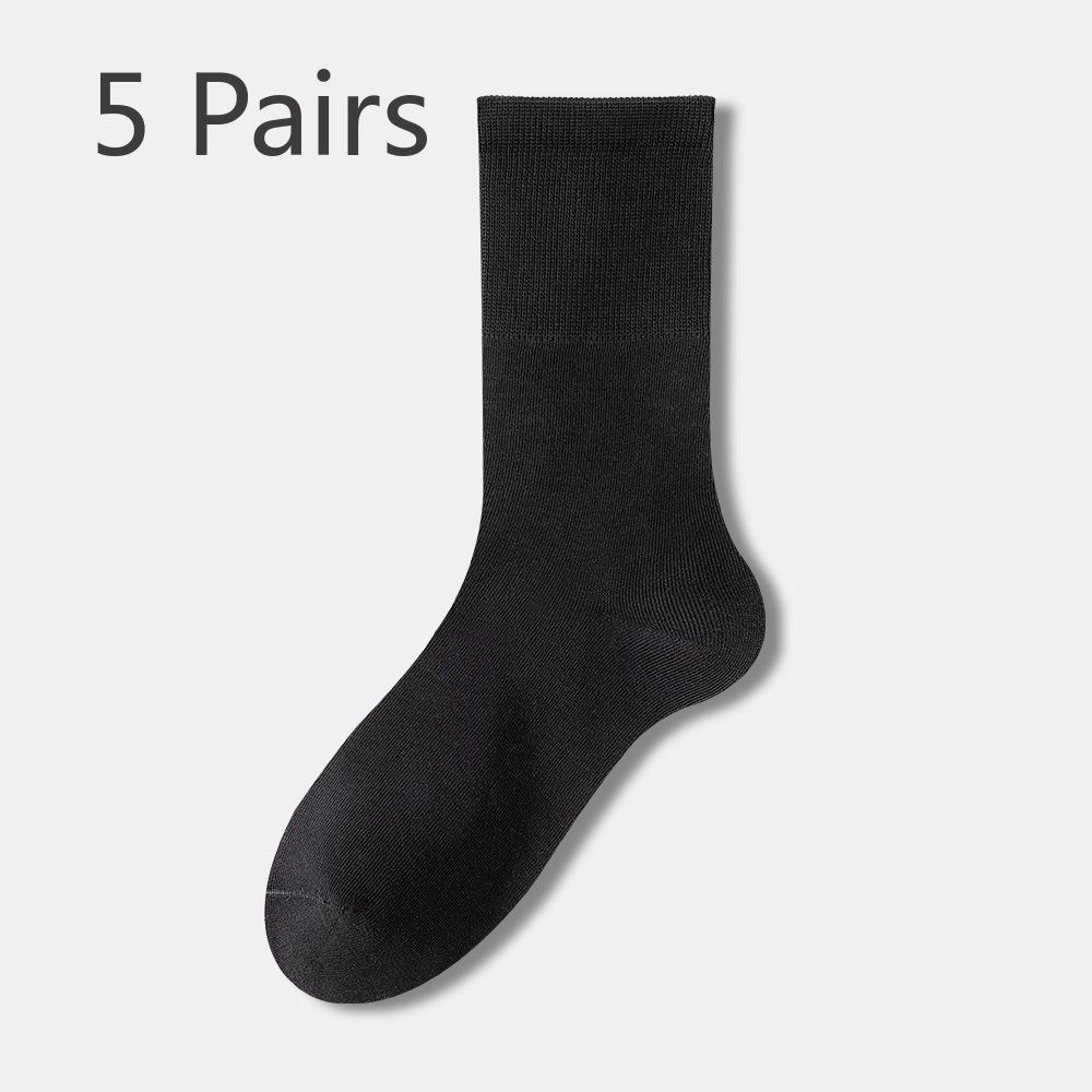 5 Pairs of Women's Spring and Autumn Boneless Antibacterial Mid Calf Elastic Socks