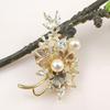 Elegant Pearl & Zircon Rose Brooch Corsage
