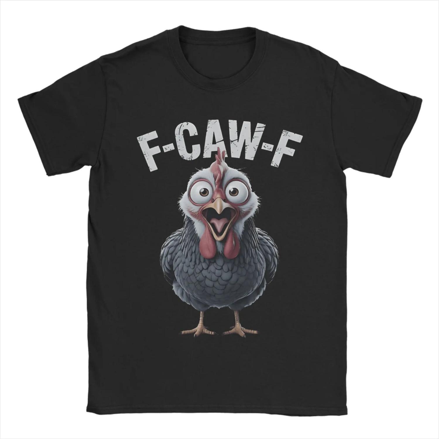 

Funny F-Caw-F Crazy Chicken T Shirt Fashion Tee Shirt Short Sleeve O Neck T-Shirt Cotton Plus Size Clothes S чёрный