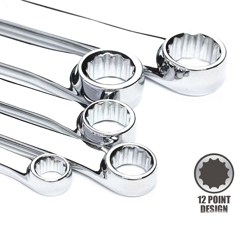 5 PCS for Extra Long Double Box End Wrench Set Metric Aviation Wrenches Gear Ratcheting Wrench (8mm-19mm) Strong Power
