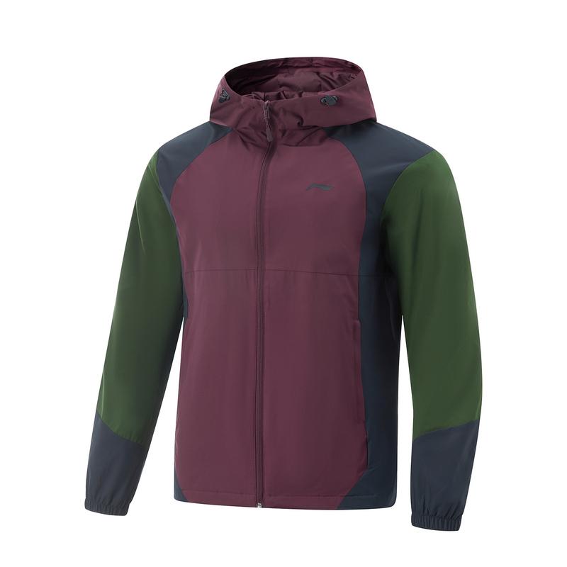 

Li-Ning Casual Comfortable Simple Hooded Zipper Color Block Breathable Sports Jacket Men Jackets Purple AFDV753-6 L