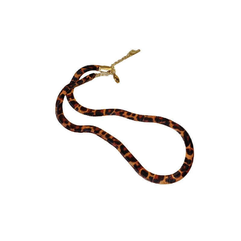 Luksusowy naszyjnik retro z nadrukiem panterki i teksturą kości węża dla kobiet