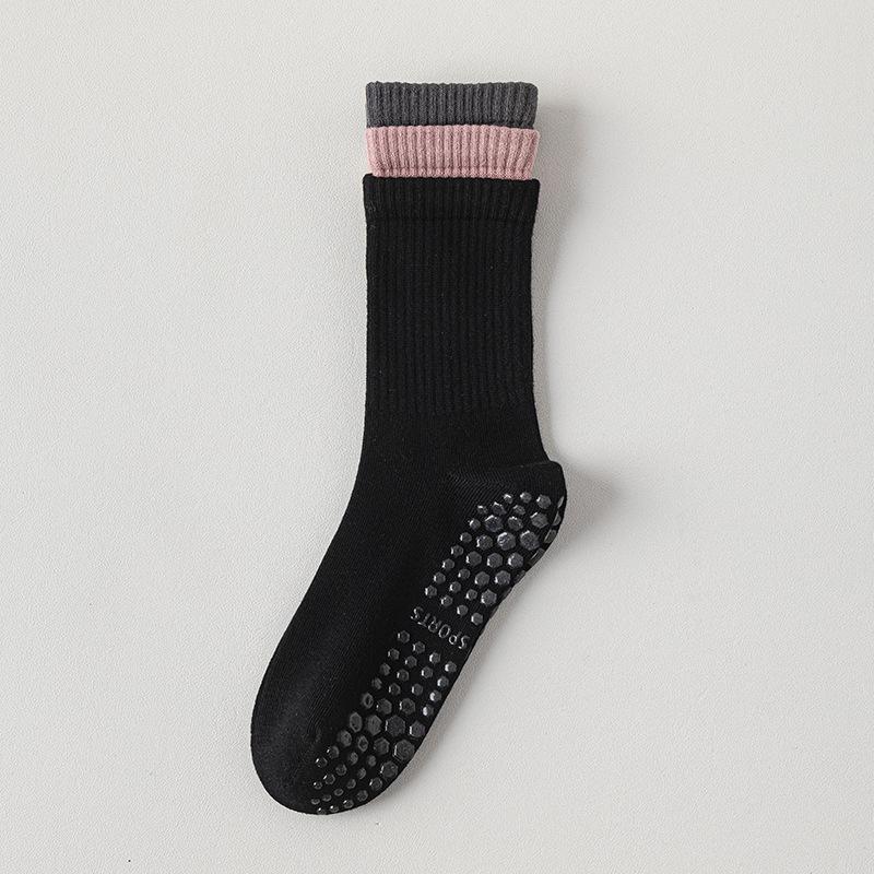 Women's Spring and Autumn Trend Yoga Running Coloupe Breathable Sweat Absorbing Exercise Tube Socks