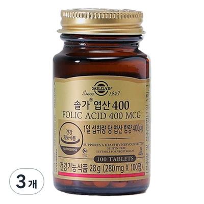 Folic Acid 400, 100 Tablets, 3 Units