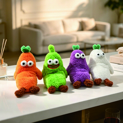 Twist Vegetable Plush Phone Stand Radish Carrot Cucumber Eggplant Soft Stuffed Doll Cute Desk Table Decor Gifts Boys Girls Kids